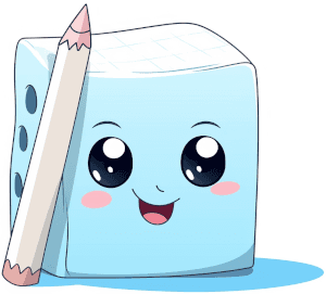 Image of a blue cube holding a pen.